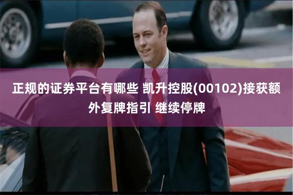 正规的证券平台有哪些 凯升控股(00102)接获额外复牌指引 继续停牌