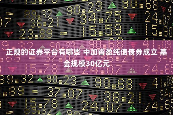 正规的证券平台有哪些 中加睿盈纯债债券成立 基金规模30亿元