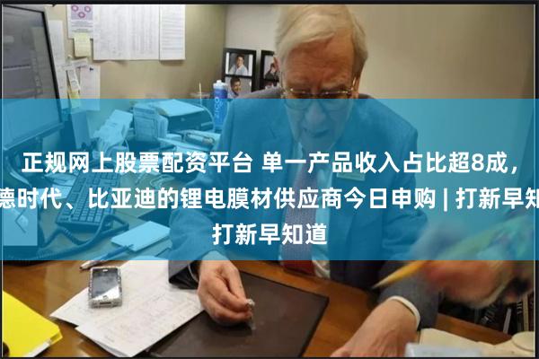 正规网上股票配资平台 单一产品收入占比超8成，宁德时代、比亚迪的锂电膜材供应商今日申购 | 打新早知道