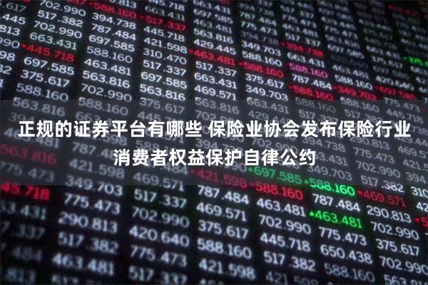 正规的证券平台有哪些 保险业协会发布保险行业消费者权益保护自律公约