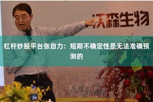杠杆炒股平台张自力：短期不确定性是无法准确预测的